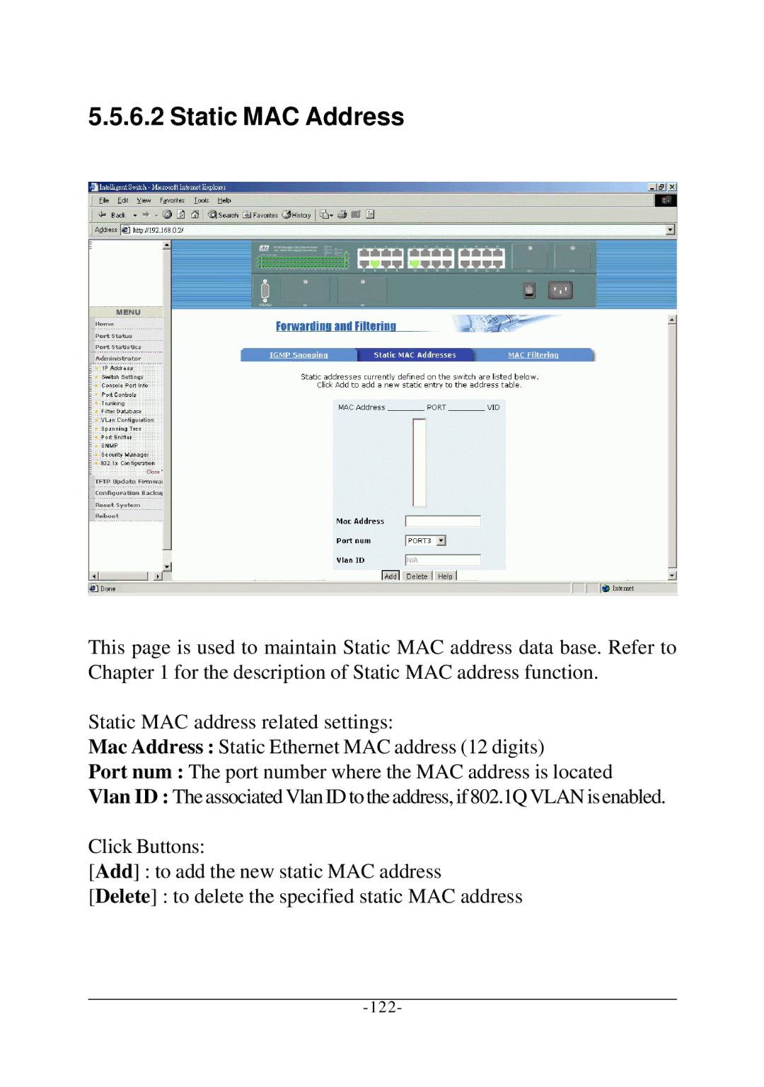 KTI Networks KS-2260 operation manual 122 