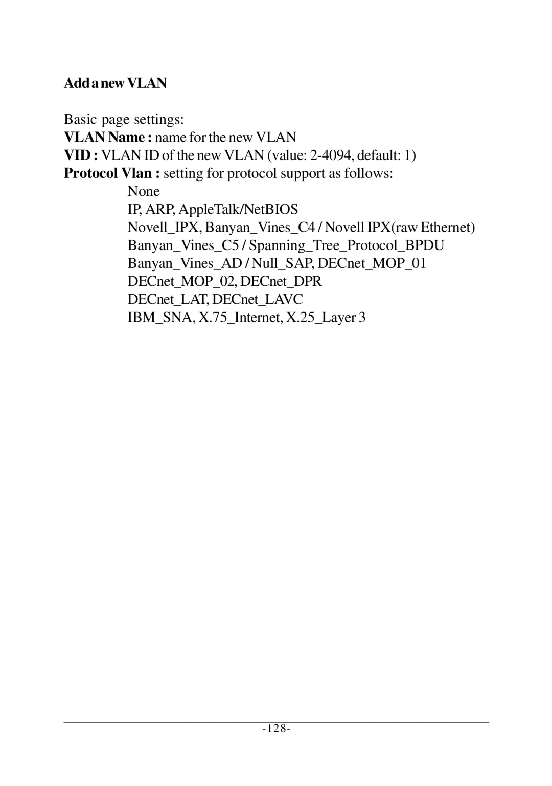 KTI Networks KS-2260 operation manual Add a new Vlan 