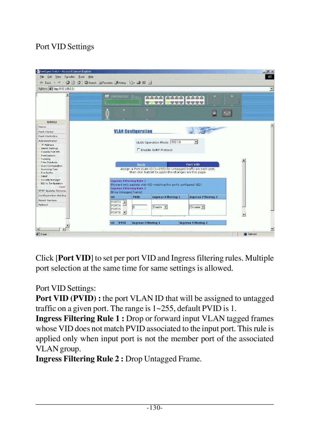 KTI Networks KS-2260 operation manual Ingress Filtering Rule 2 Drop Untagged Frame 