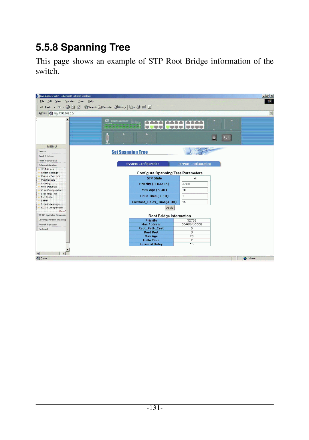 KTI Networks KS-2260 operation manual Spanning Tree 