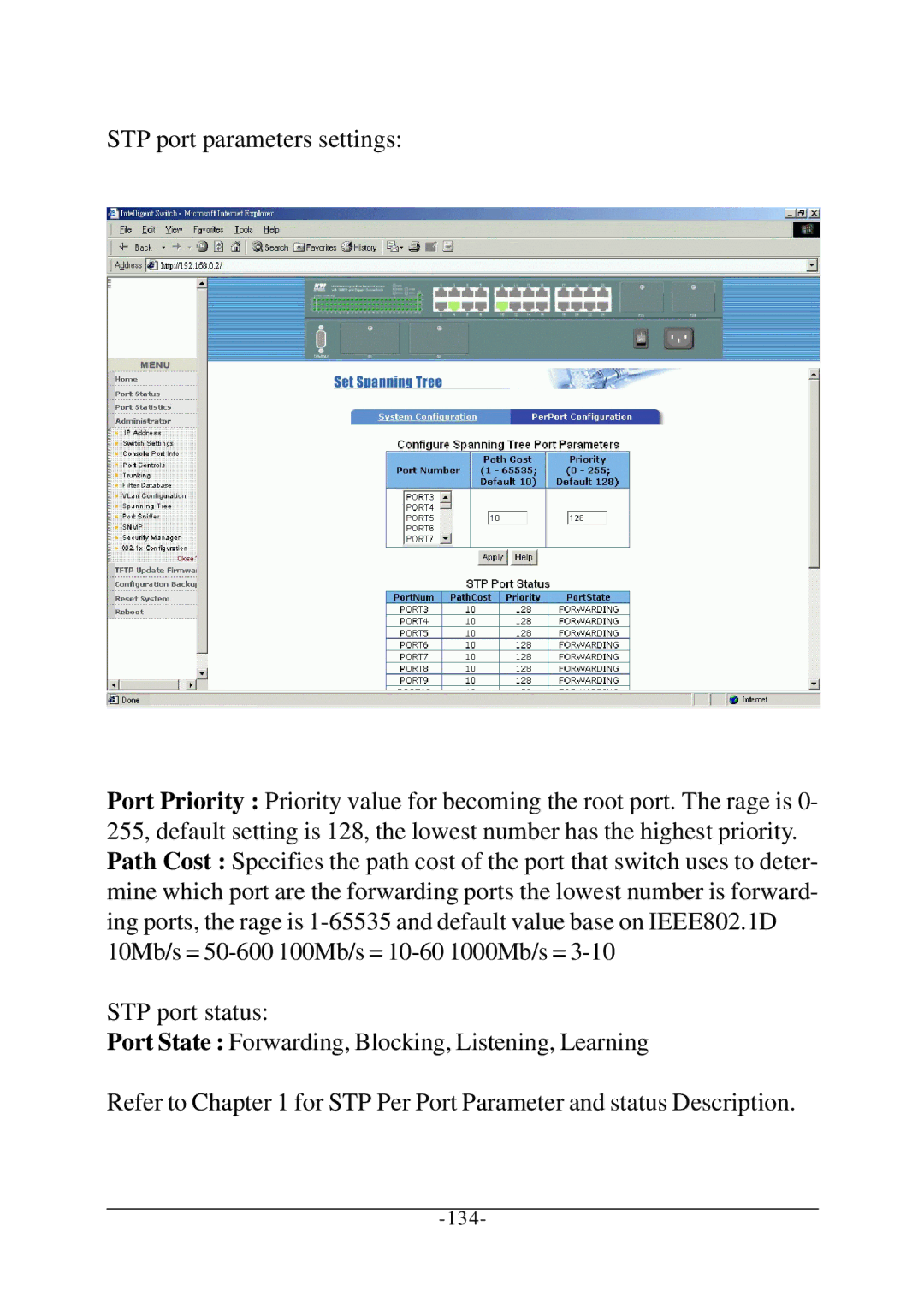 KTI Networks KS-2260 operation manual 134 