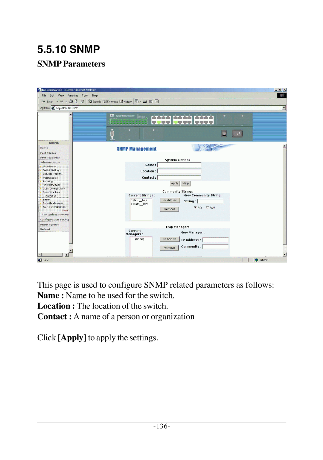 KTI Networks KS-2260 operation manual Snmp Parameters 