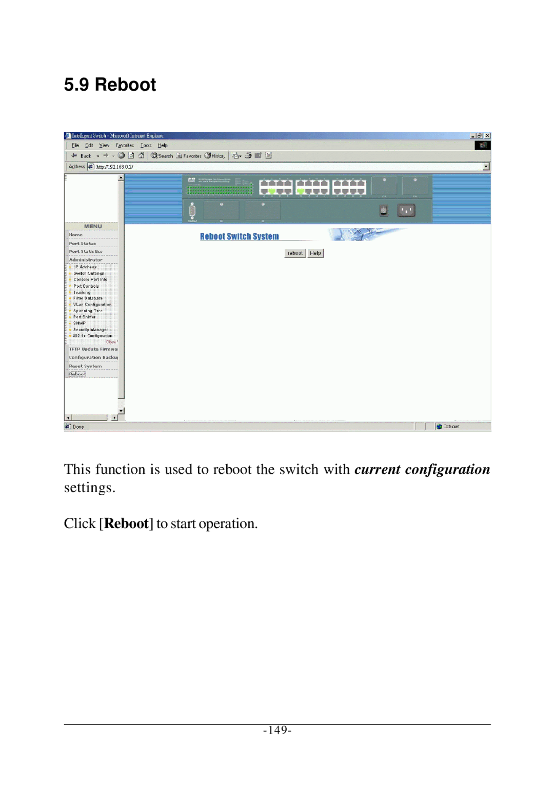 KTI Networks KS-2260 operation manual Reboot 