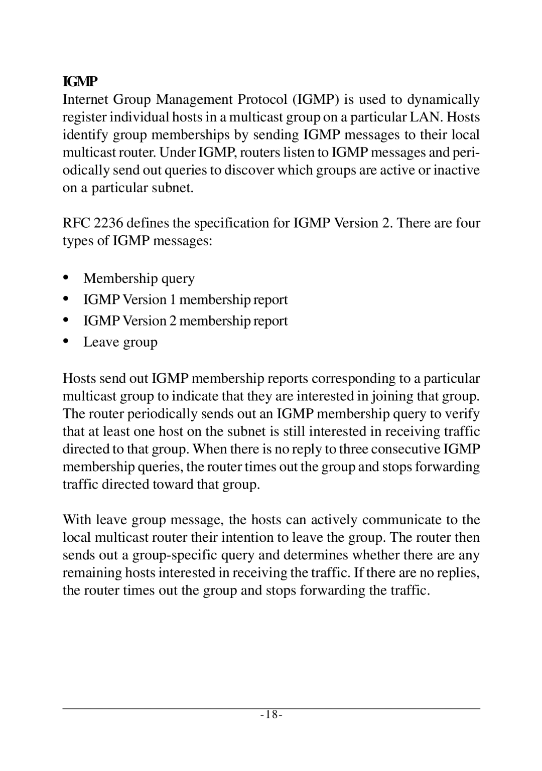 KTI Networks KS-2260 operation manual Igmp 