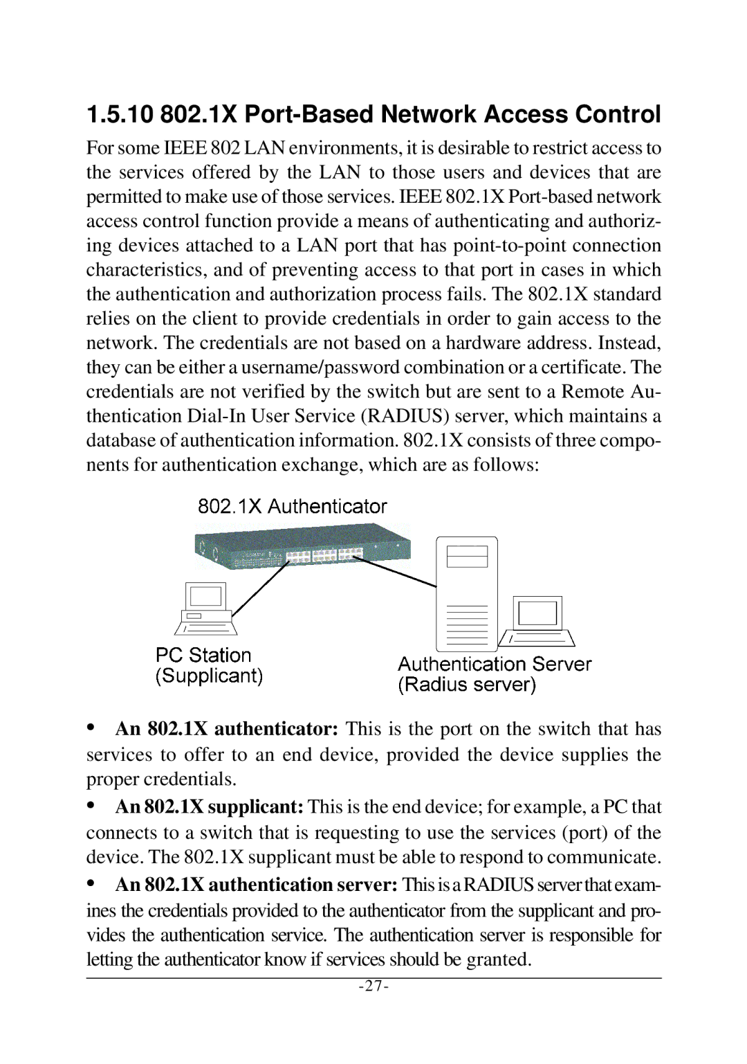 KTI Networks KS-2260 operation manual 10 802.1X Port-Based Network Access Control 