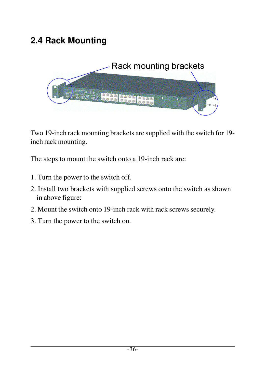 KTI Networks KS-2260 operation manual Rack Mounting 