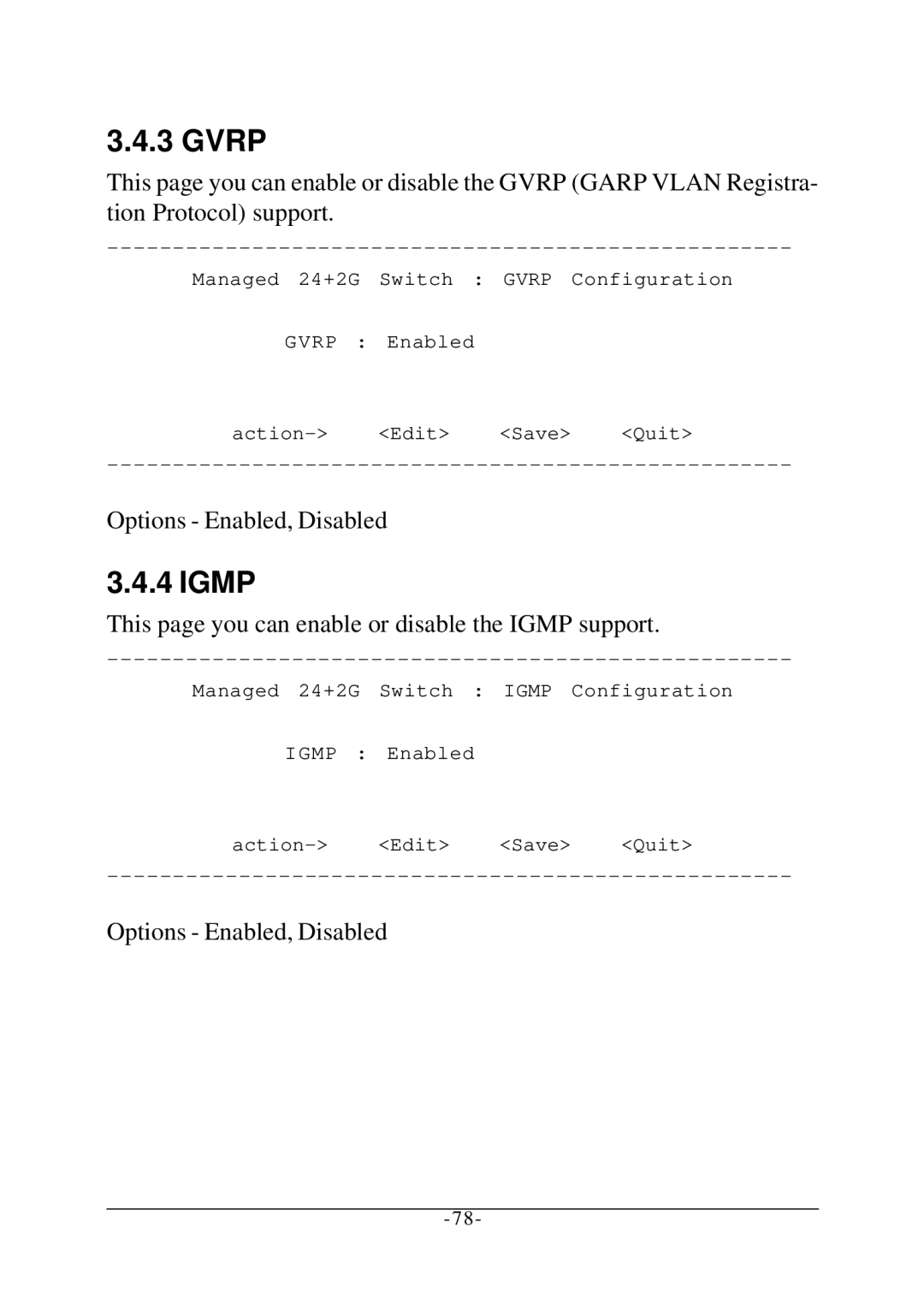 KTI Networks KS-2260 operation manual Gvrp, Igmp 