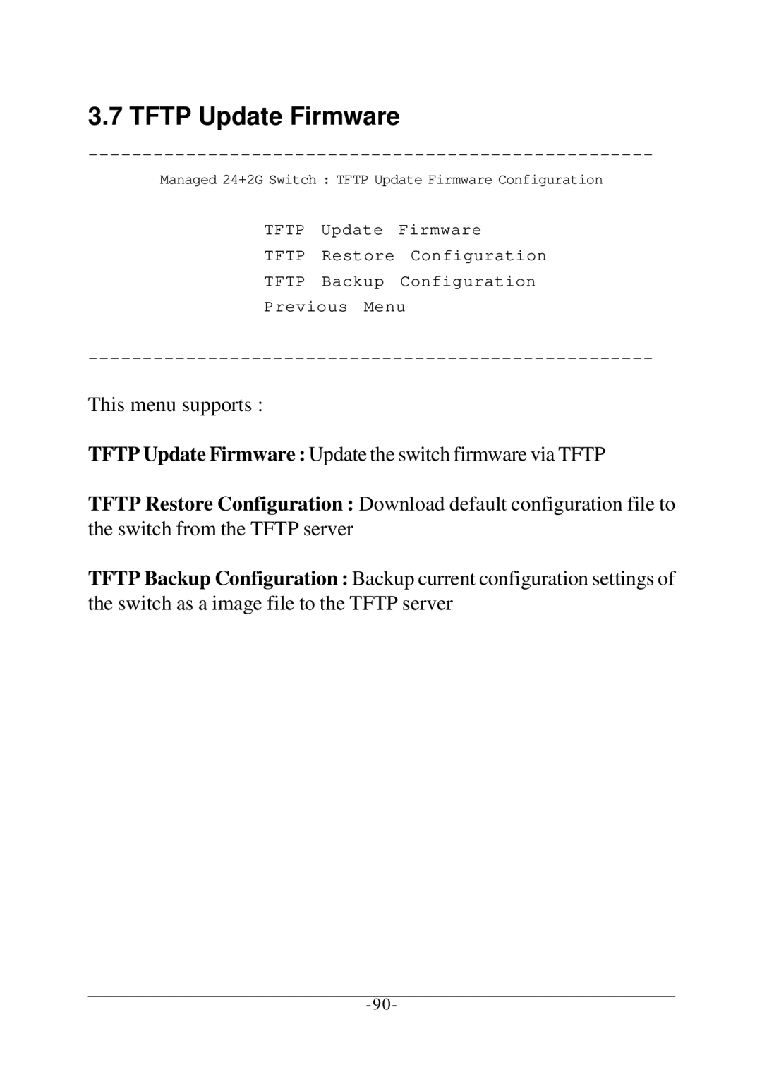 KTI Networks KS-2260 operation manual Tftp Update Firmware 
