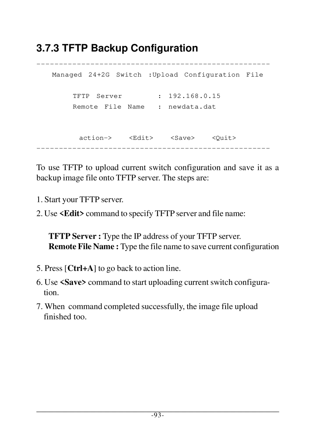 KTI Networks KS-2260 operation manual Tftp Backup Configuration 