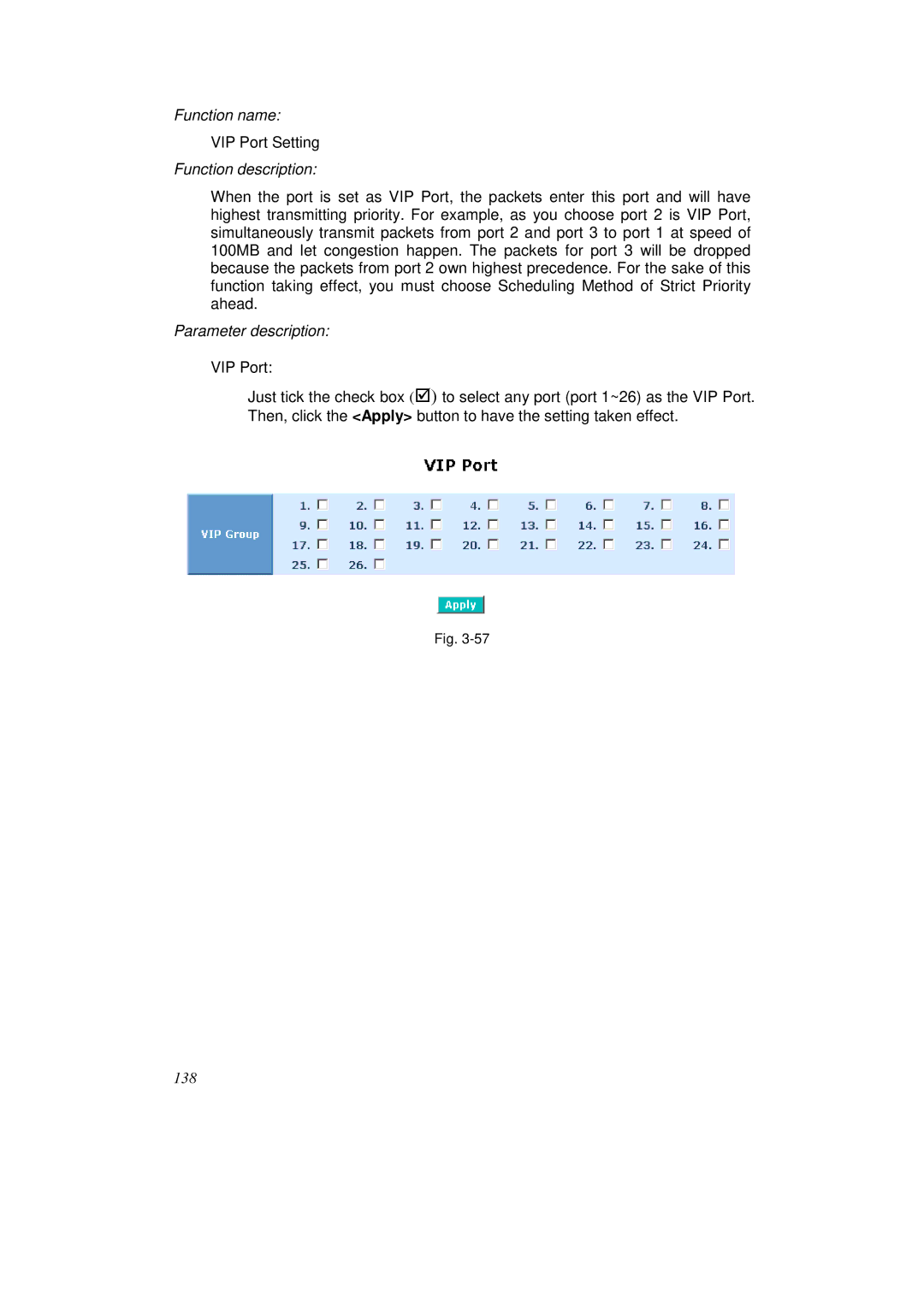 KTI Networks KS-2262 user manual VIP Port Setting 