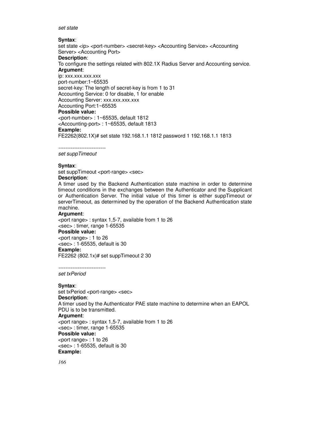 KTI Networks KS-2262 user manual Set state 