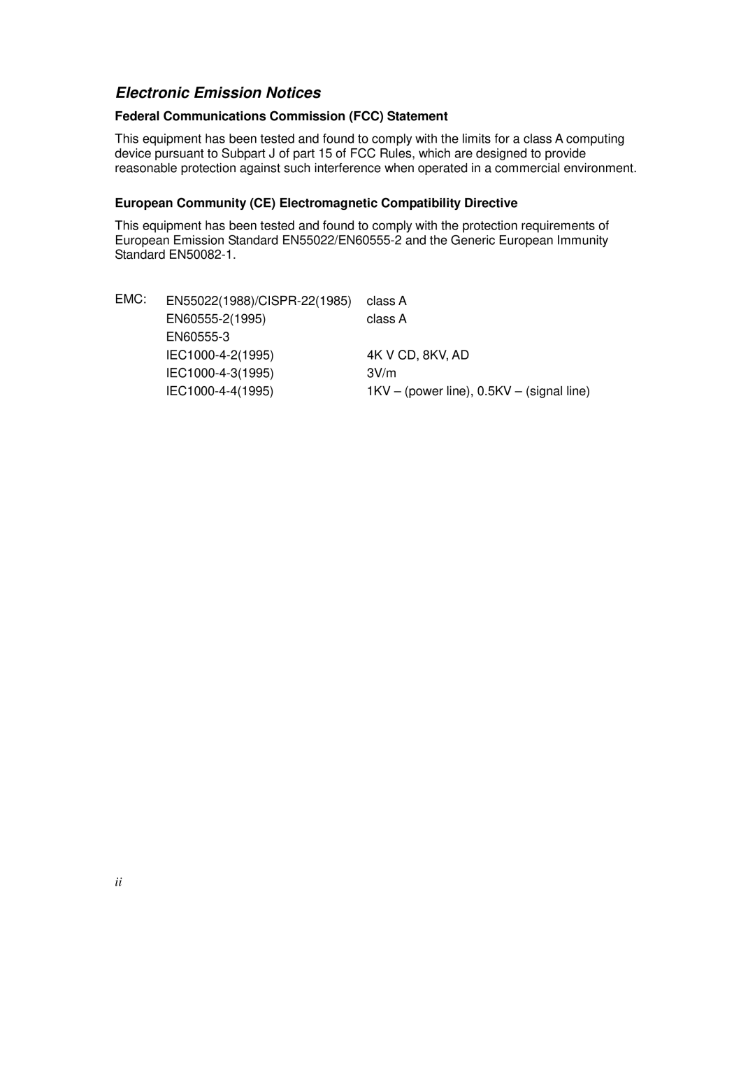 KTI Networks KS-2262 user manual Electronic Emission Notices, Federal Communications Commission FCC Statement 