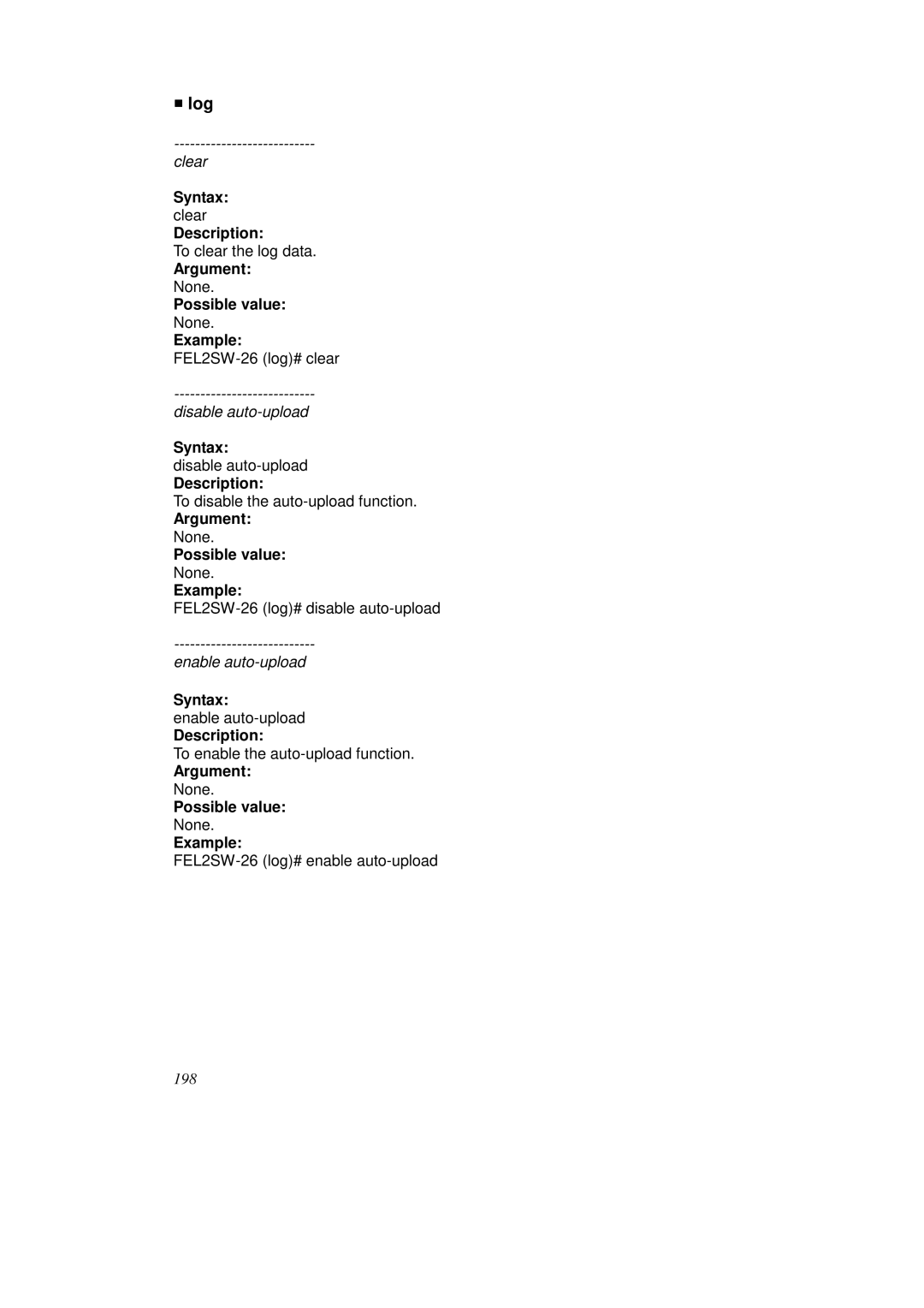 KTI Networks KS-2262 user manual Log, Description 