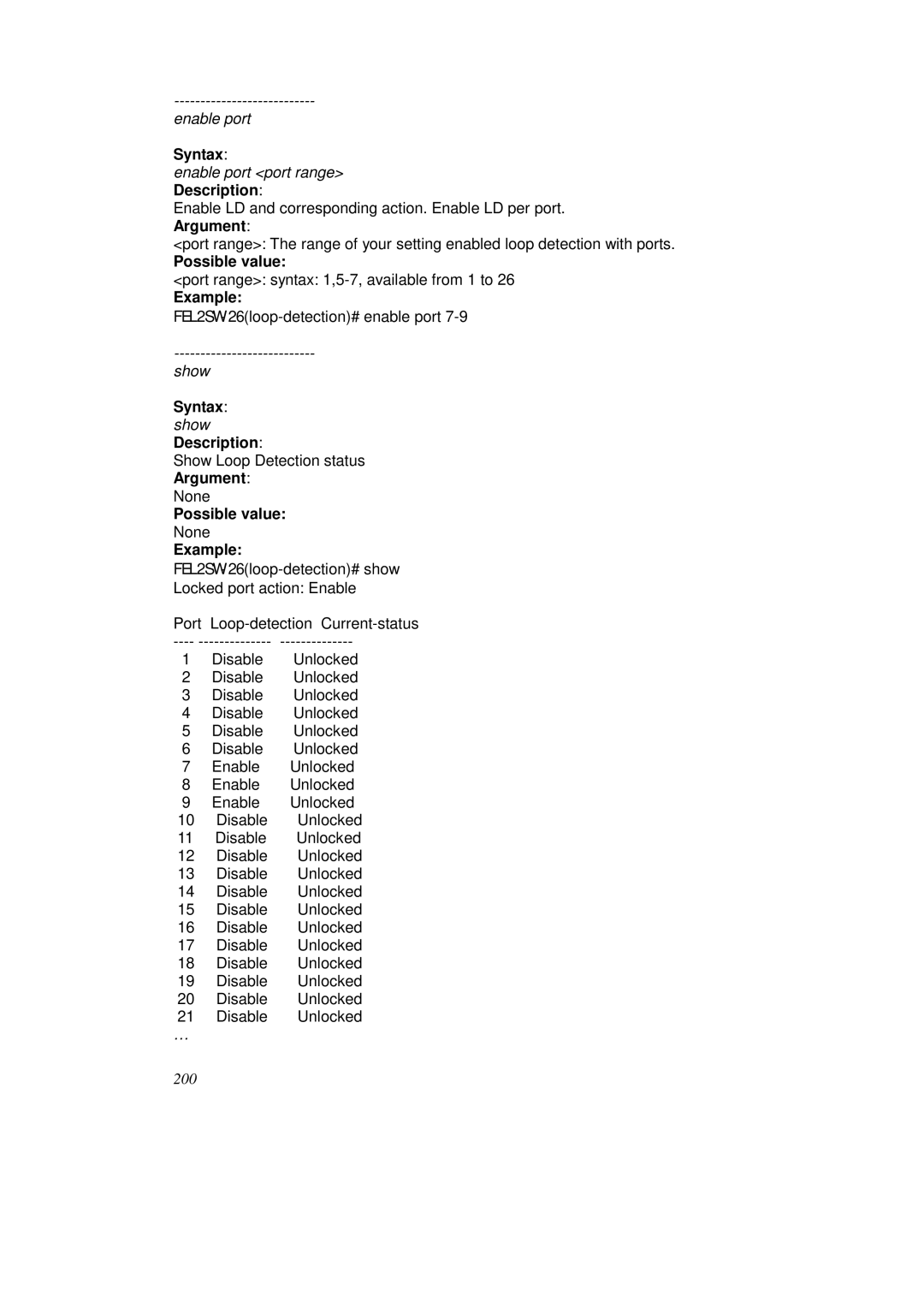 KTI Networks KS-2262 user manual Enable port 