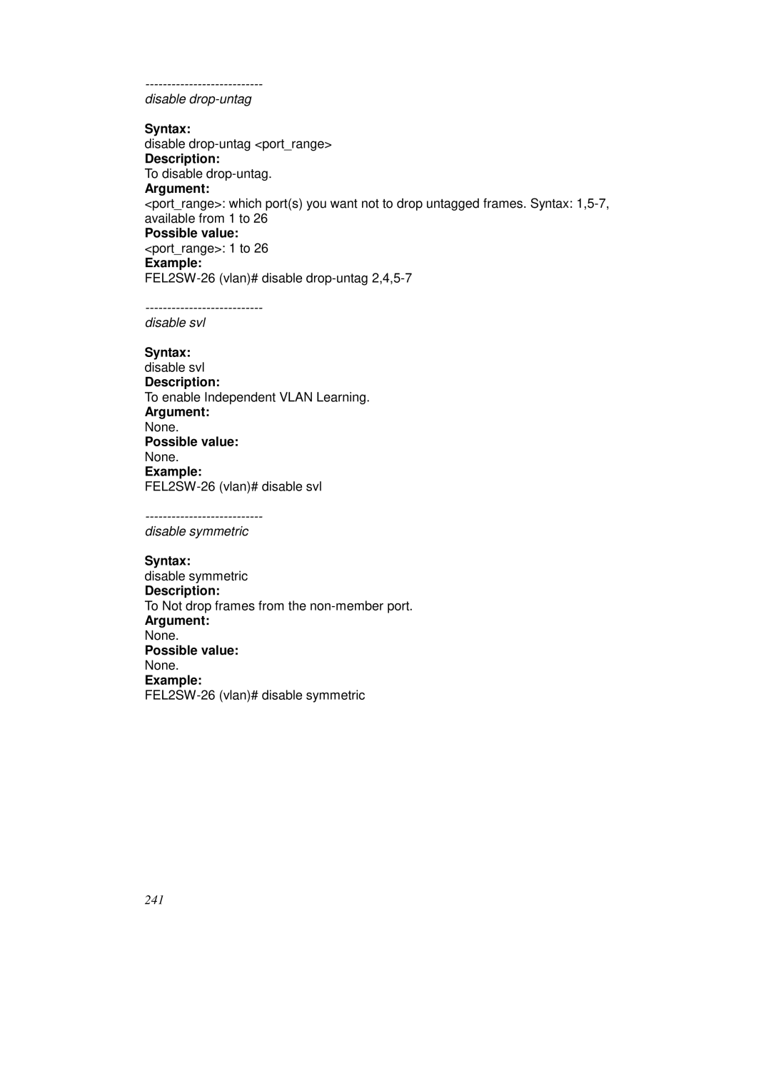 KTI Networks KS-2262 user manual Disable drop-untag 