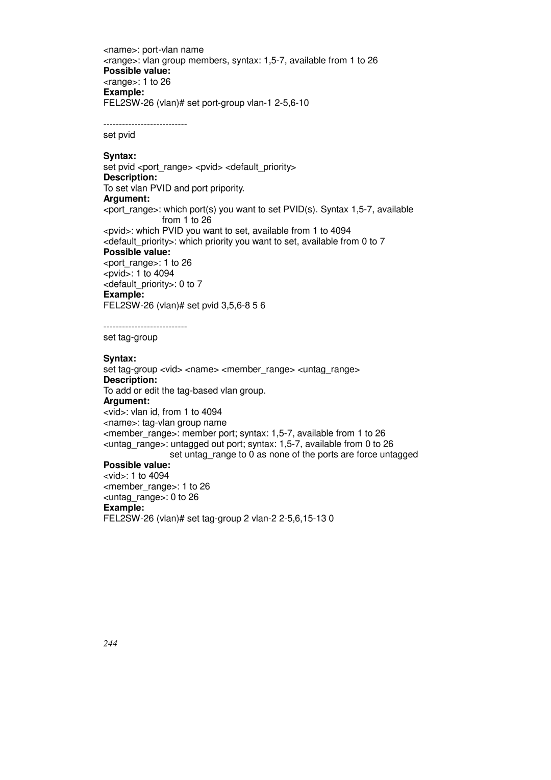 KTI Networks KS-2262 user manual Set pvid 