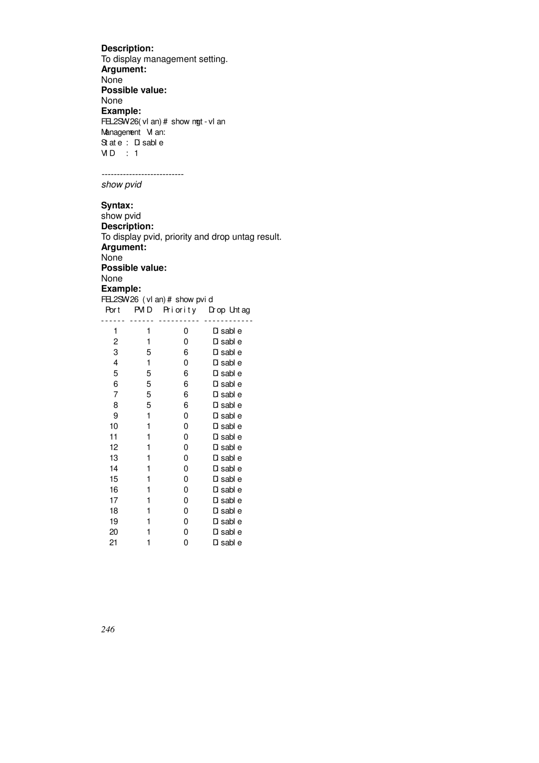 KTI Networks KS-2262 user manual Show pvid 