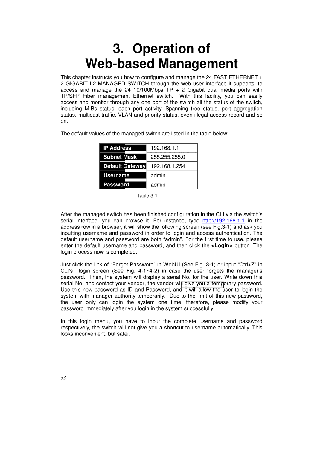 KTI Networks KS-2262 user manual Operation of Web-based Management 