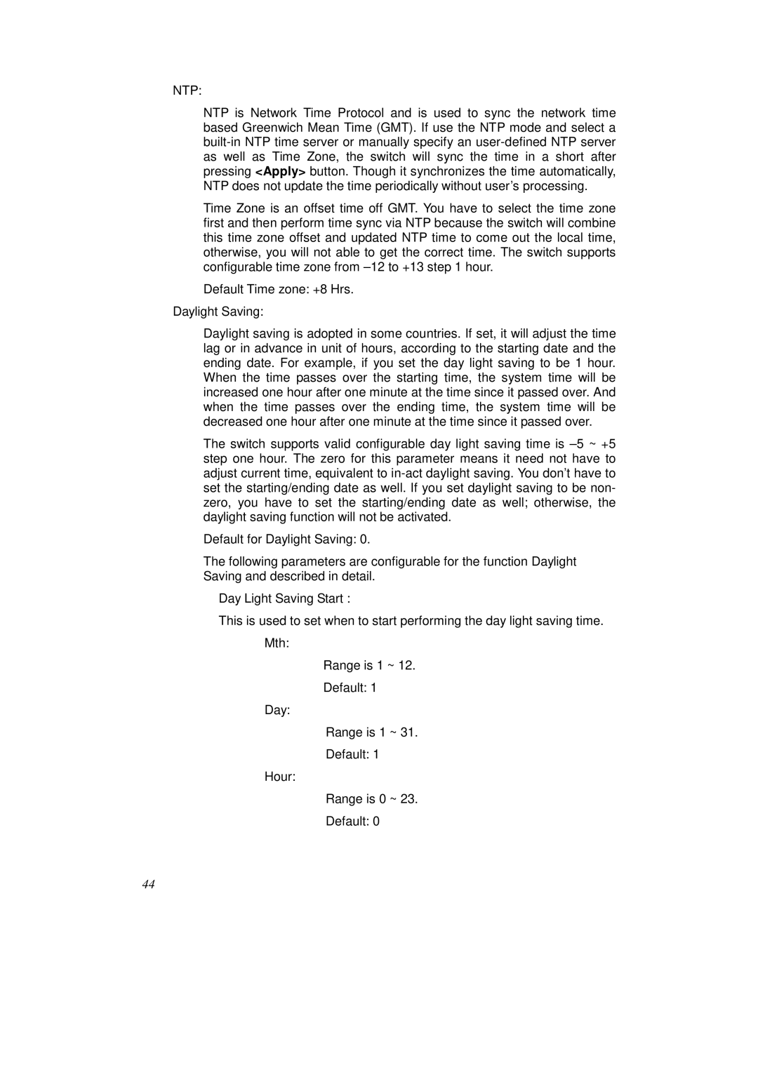 KTI Networks KS-2262 user manual Ntp 