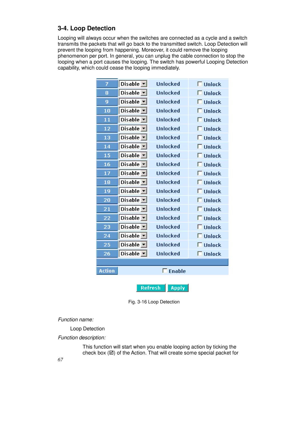 KTI Networks KS-2262 user manual Loop Detection 