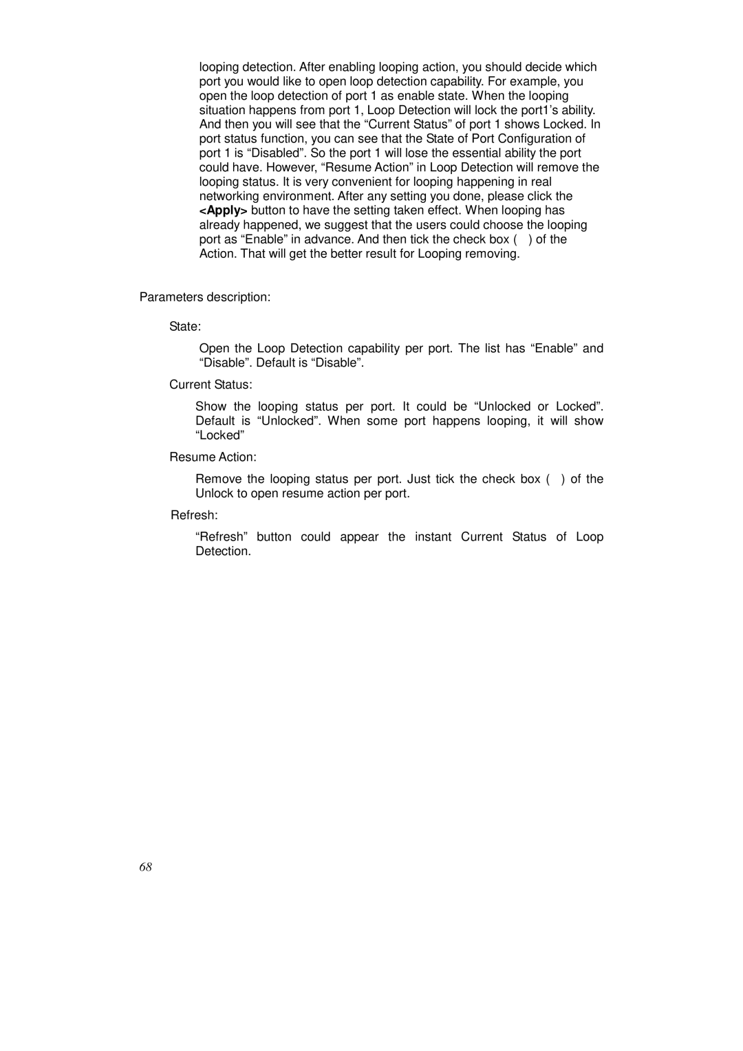 KTI Networks KS-2262 user manual Parameters description 