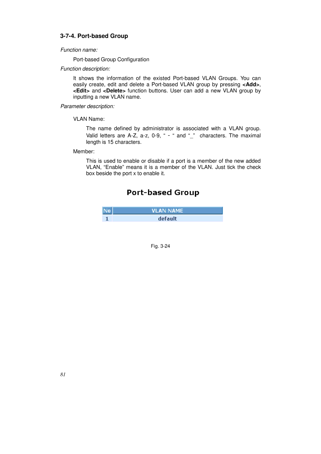 KTI Networks KS-2262 user manual Port-based Group 