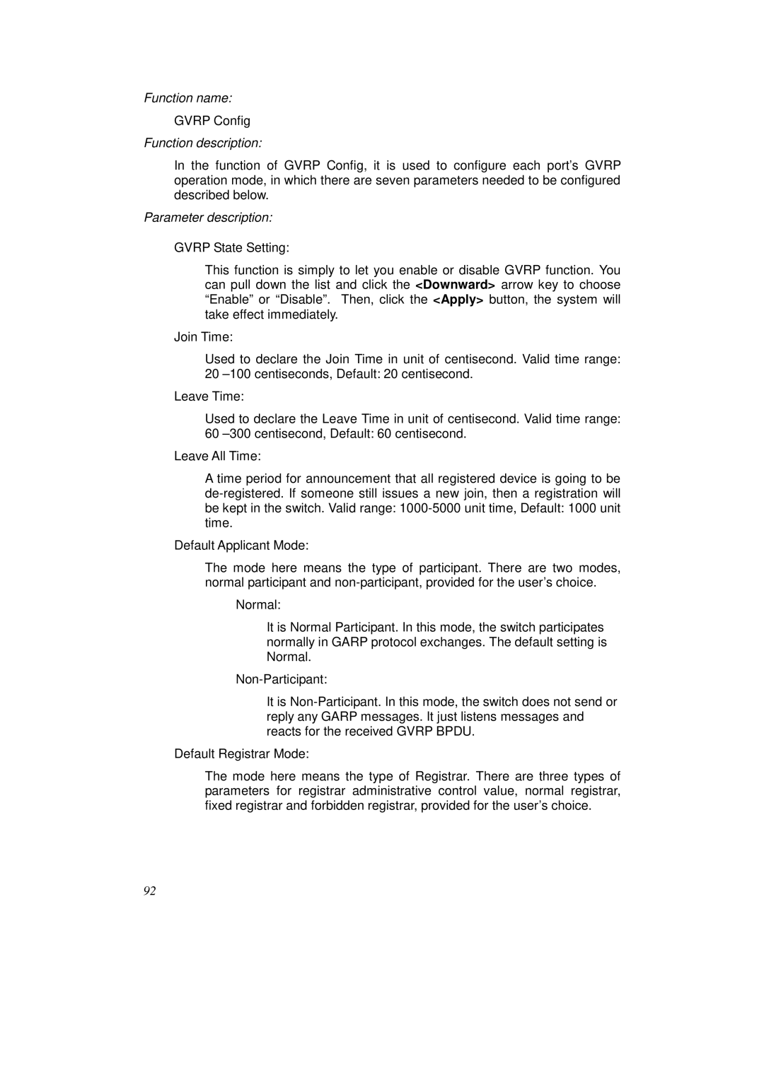 KTI Networks KS-2262 user manual Gvrp Config 