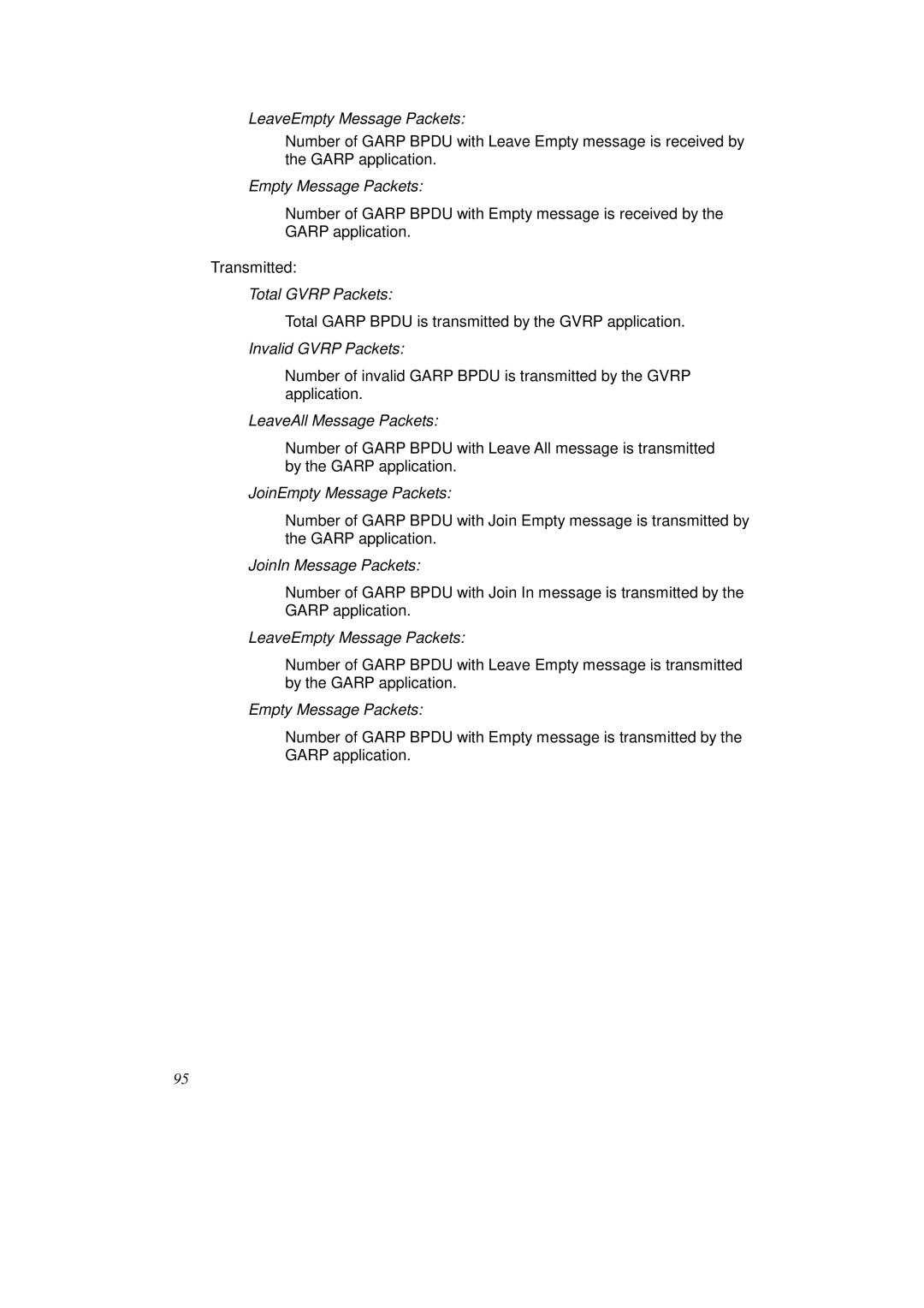 KTI Networks KS-2262 user manual LeaveEmpty Message Packets 