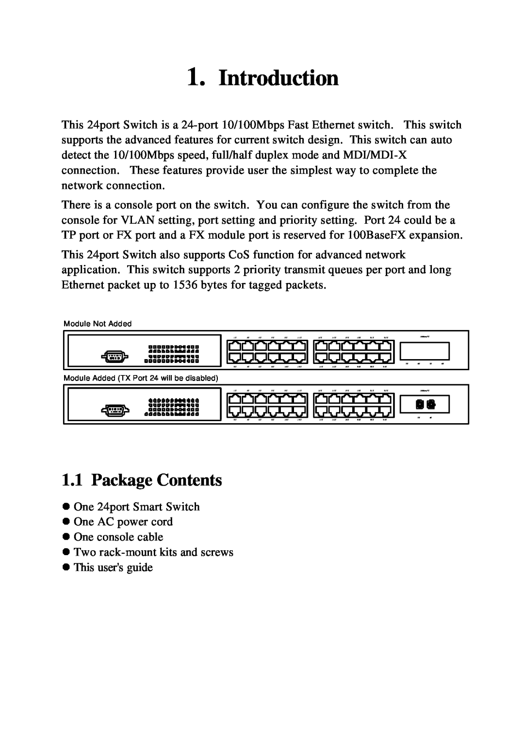 KTI Networks KS-324F manual Introduction, Package Contents 