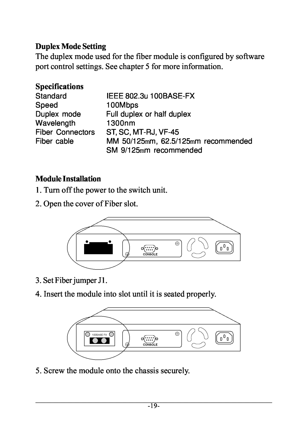 KTI Networks KS-801 manual Duplex Mode Setting 