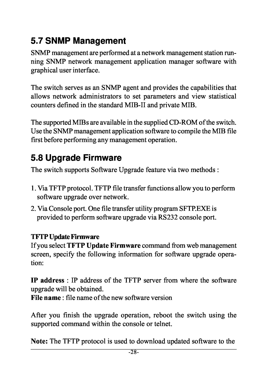 KTI Networks KS-801 manual SNMP Management, Upgrade Firmware 