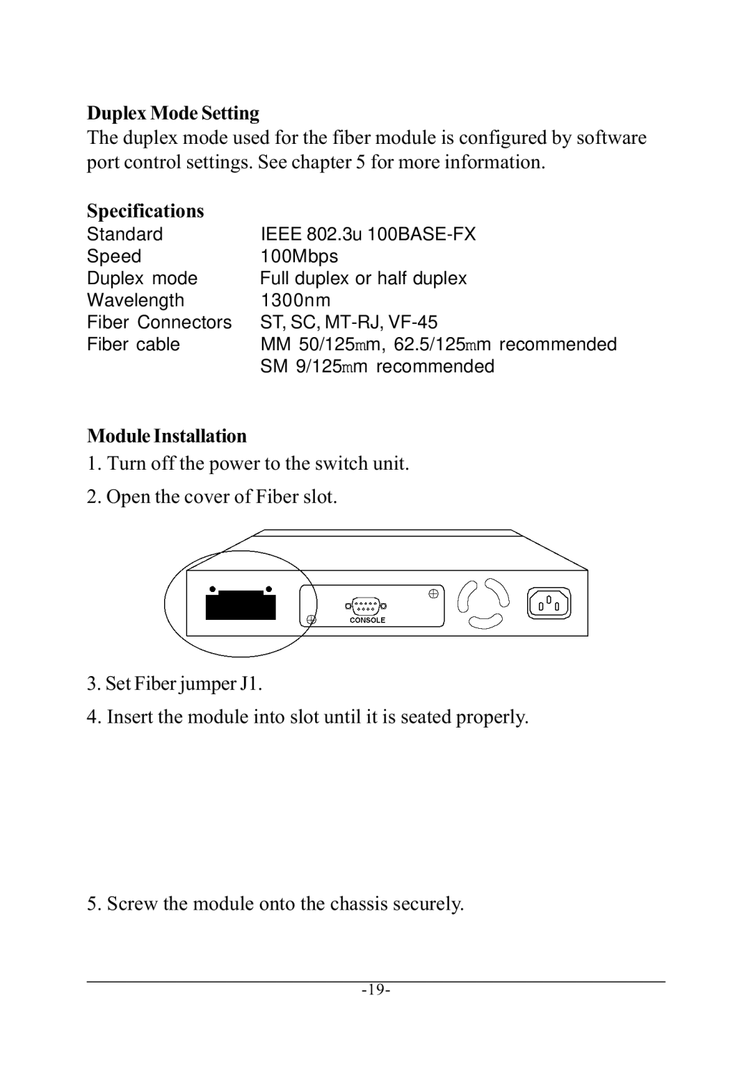 KTI Networks KS-801 manual Duplex Mode Setting, Specifications 