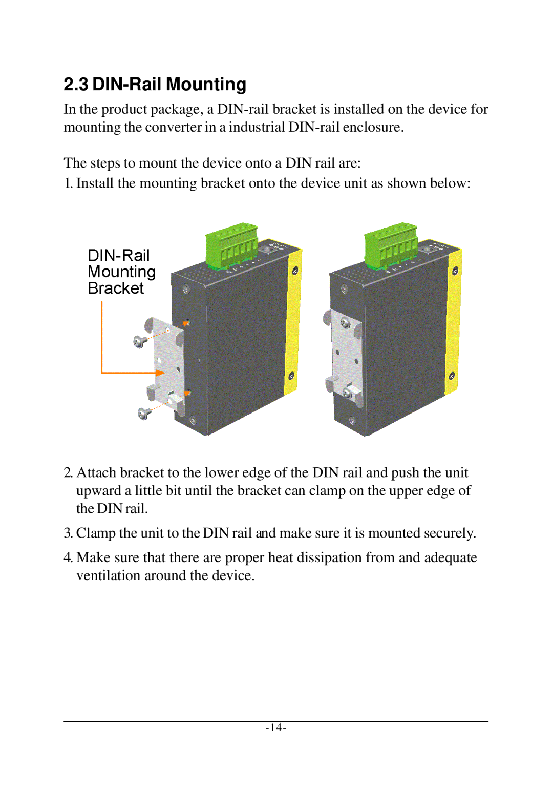 KTI Networks KSC-240 manual DIN-Rail Mounting 