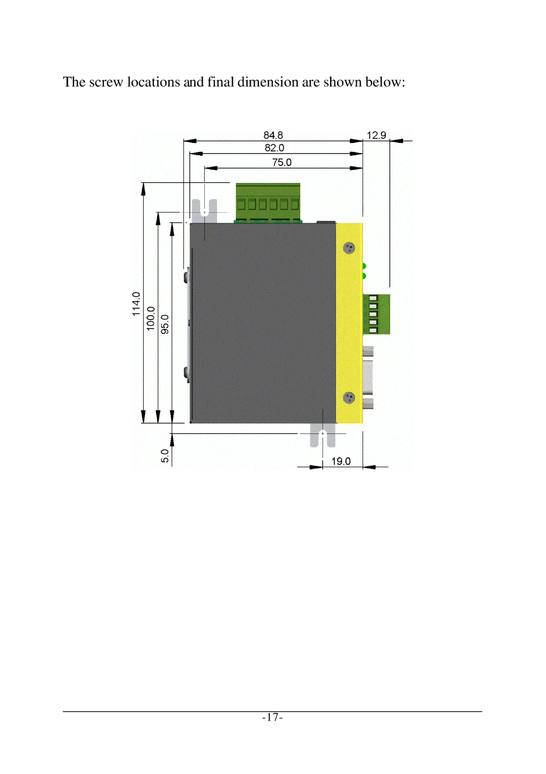 KTI Networks KSC-240 manual Screw locations and final dimension are shown below 