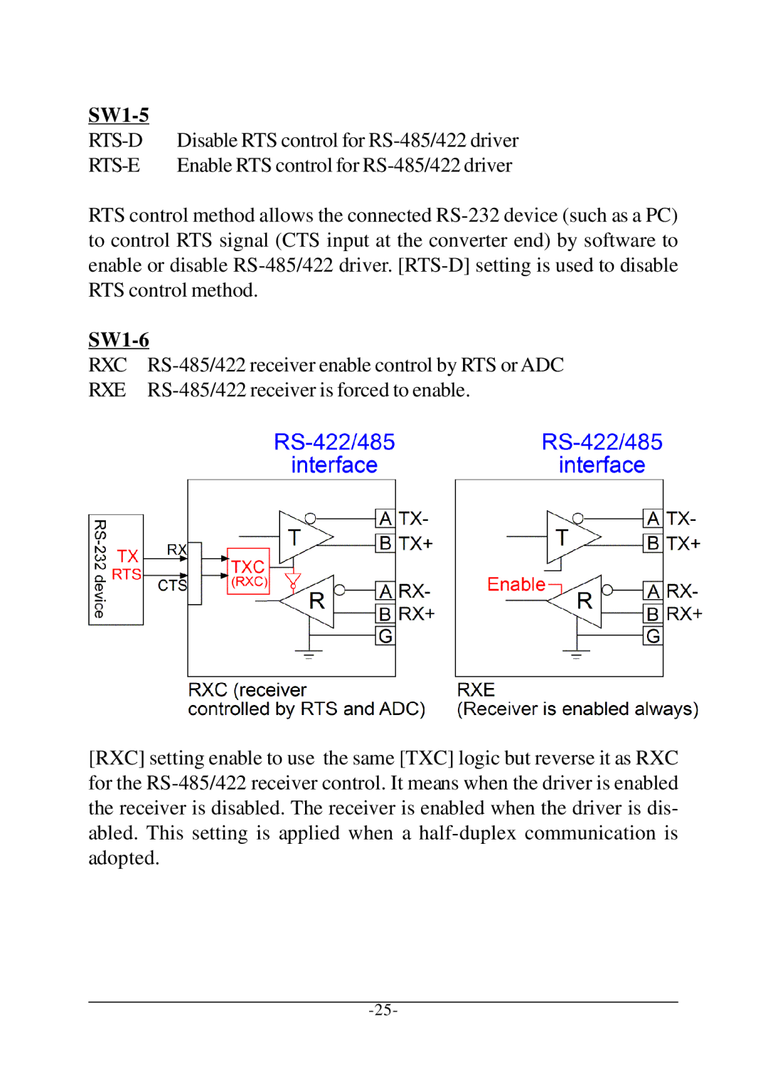 KTI Networks KSC-240 manual SW1-5, SW1-6 