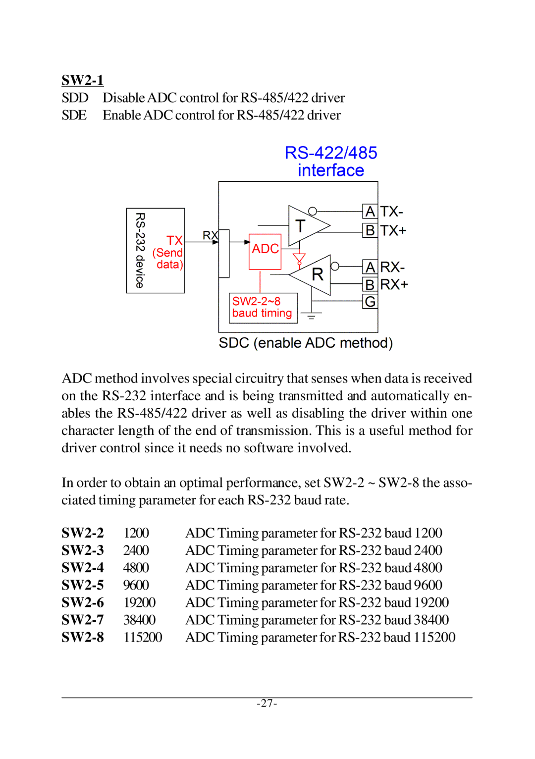 KTI Networks KSC-240 manual SW2-1, SW2-2, SW2-3, SW2-4, SW2-5, SW2-6, SW2-7, SW2-8 