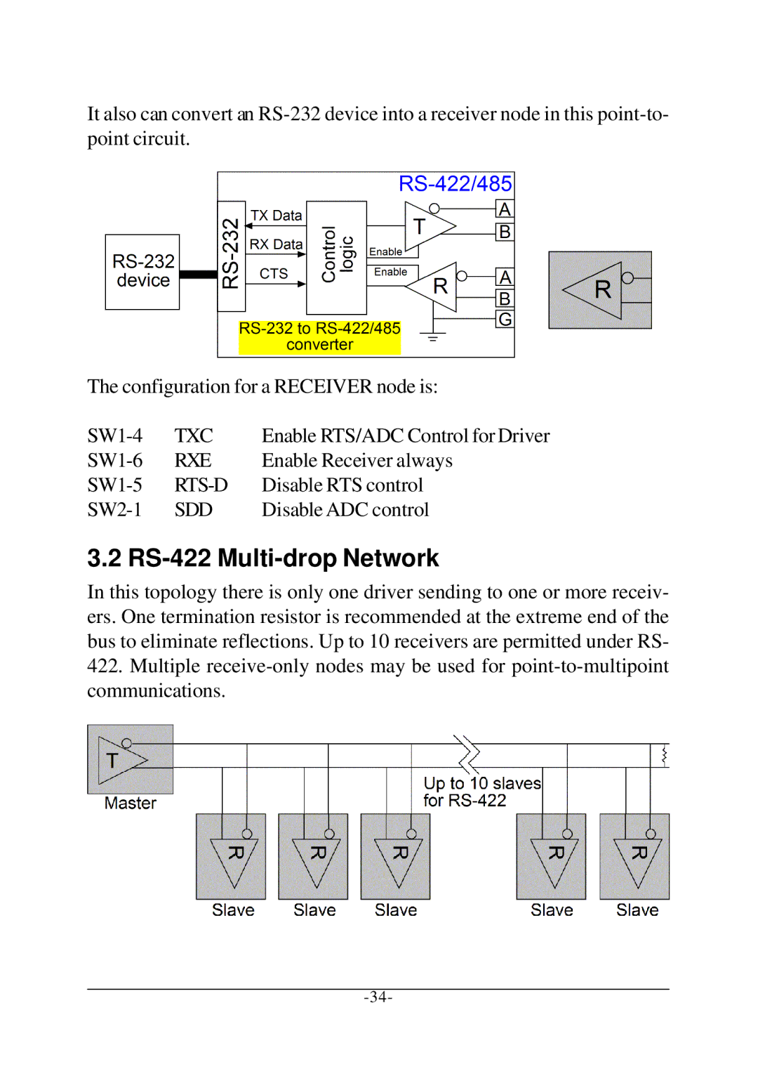 KTI Networks KSC-240 manual RS-422 Multi-drop Network 