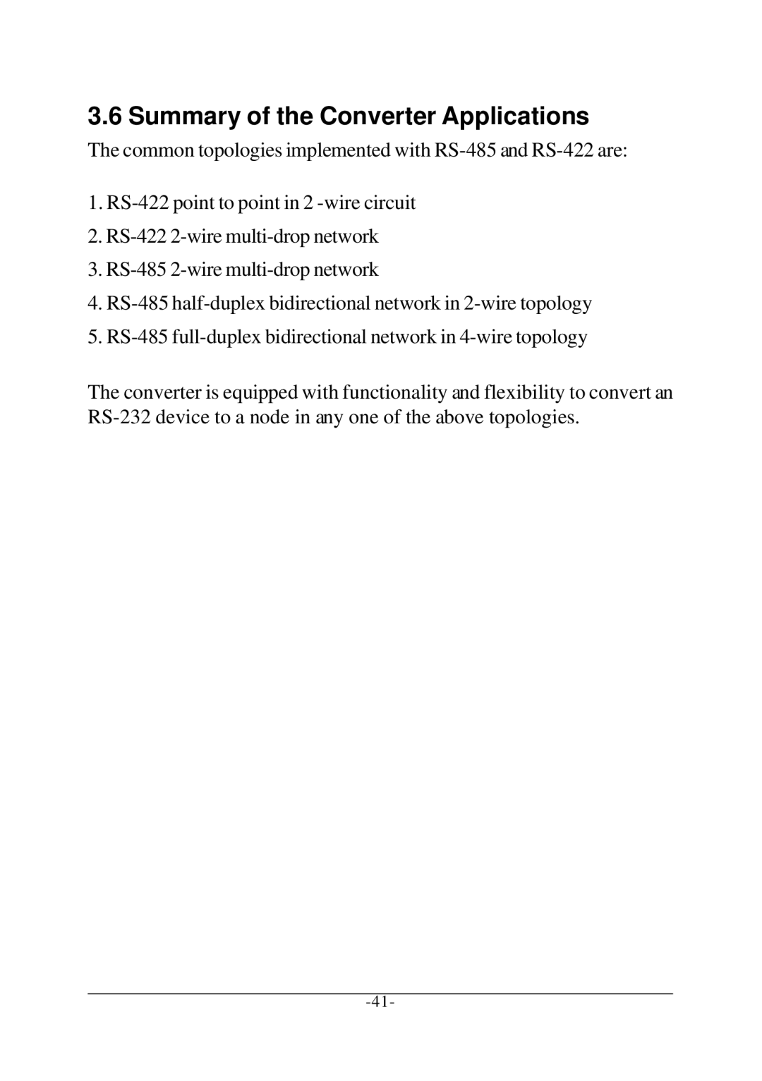 KTI Networks KSC-240 manual Summary of the Converter Applications 