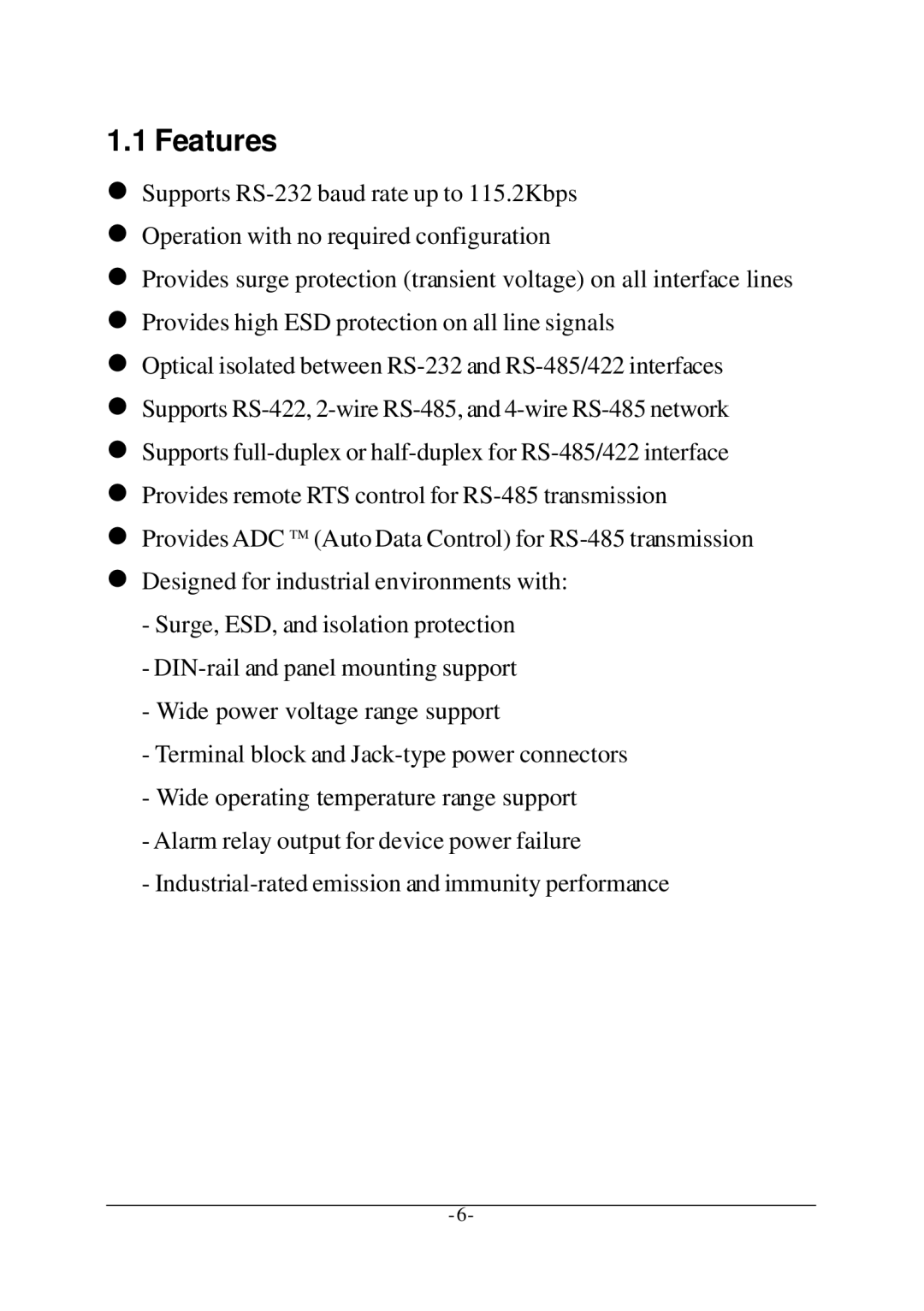 KTI Networks KSC-240 manual Features 