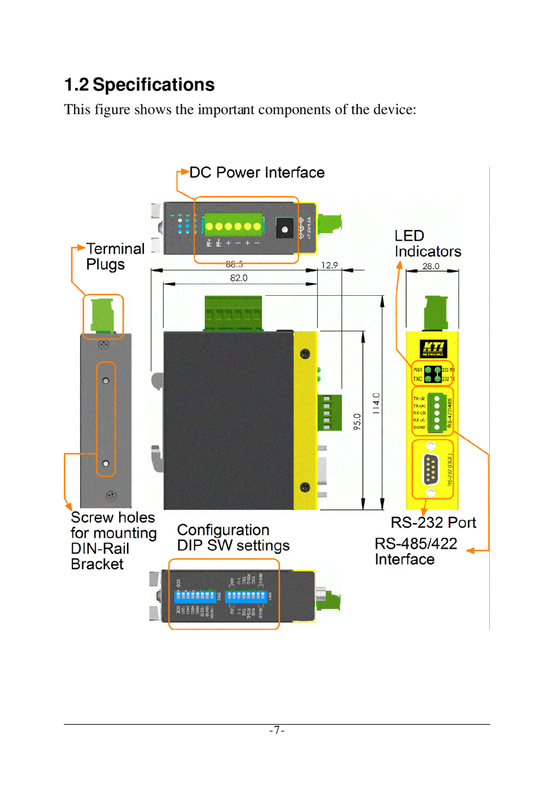 KTI Networks KSC-240 manual Specifications 