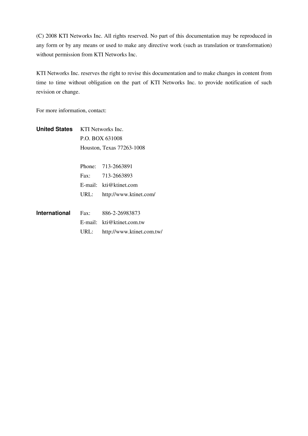 KTI Networks KSD-103-B Series, KSD-103-A Series manual United States, International 