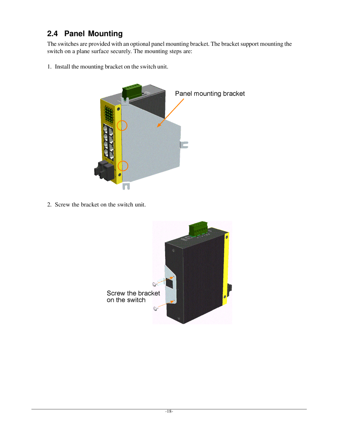 KTI Networks KSD-800M manual Panel Mounting 