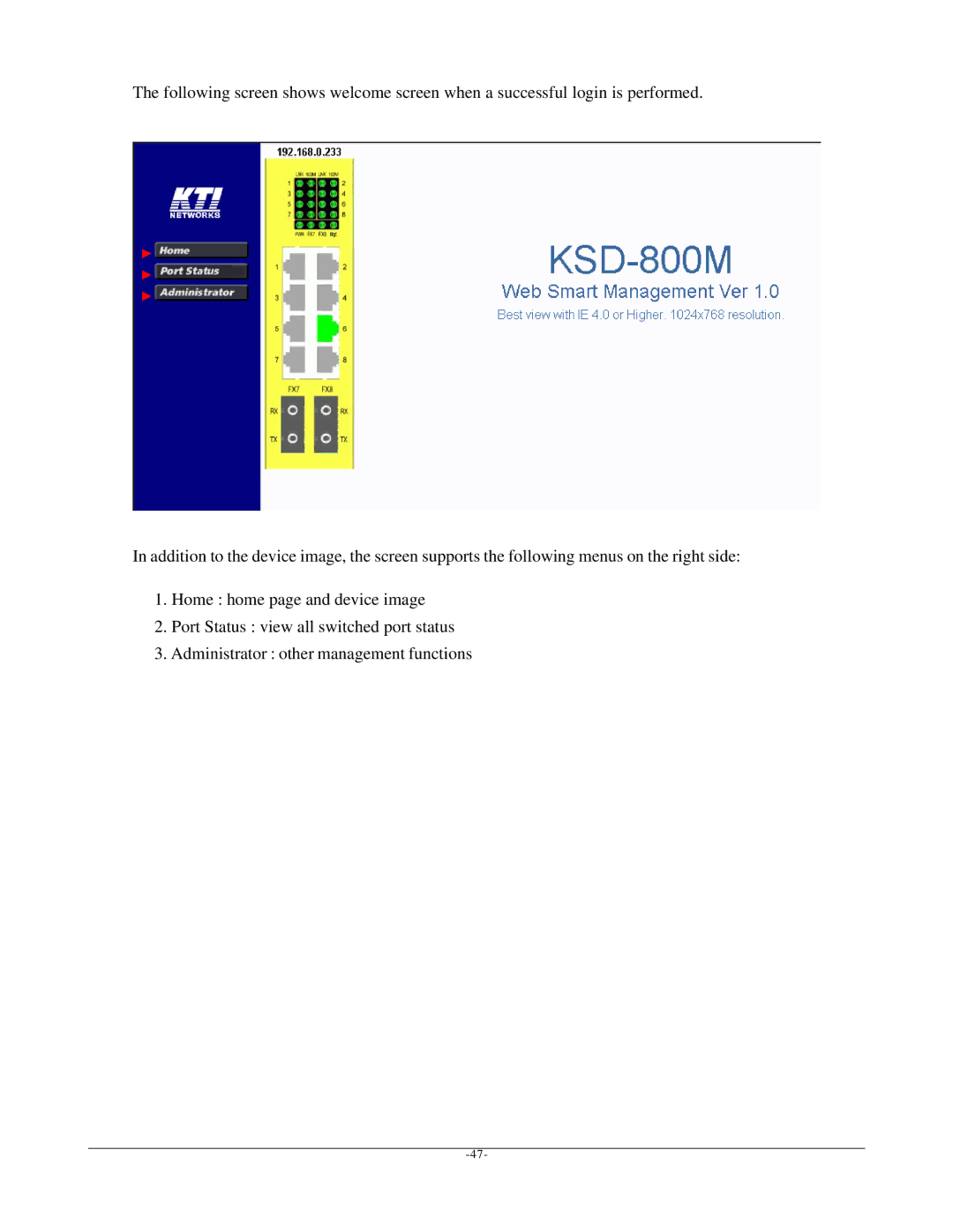 KTI Networks KSD-800M manual 