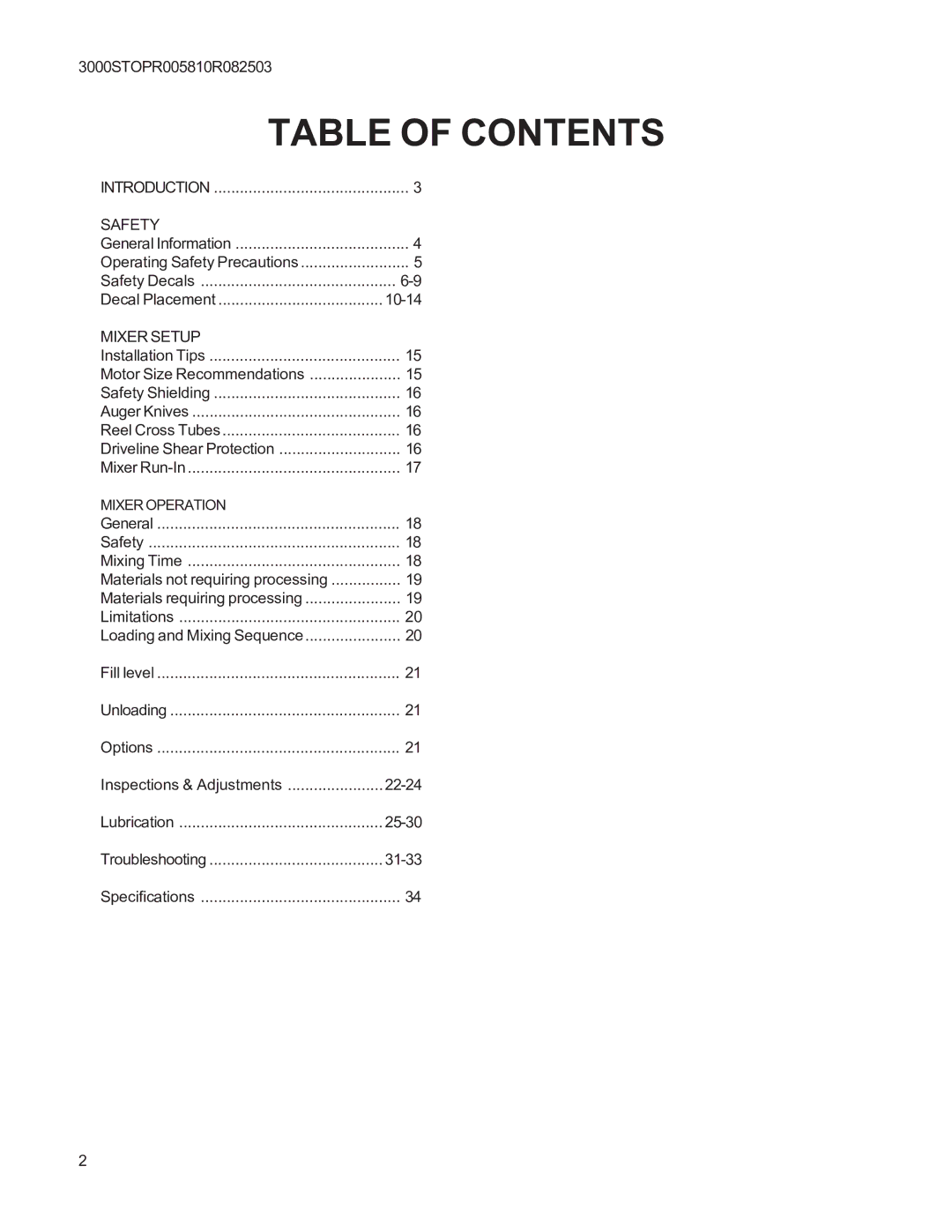 Kuhn Rikon 3025, 3095, 3036, 3015, 3060, 3070, 3020, 3042, 3050, 3030 instruction manual Table of Contents 