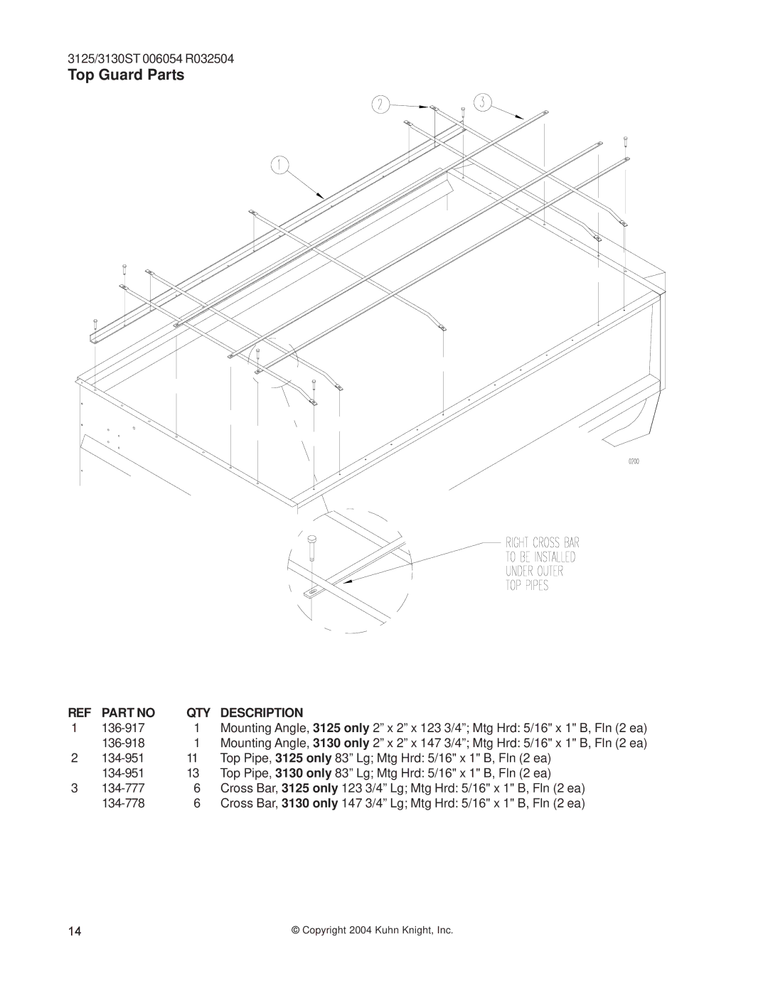 Kuhn Rikon 3130, 3125 instruction manual Top Guard Parts 