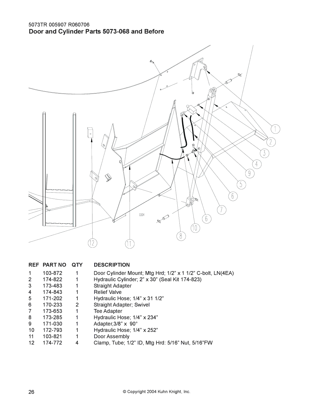 Kuhn Rikon 50100, 5085 instruction manual Door and Cylinder Parts 5073-068 and Before 