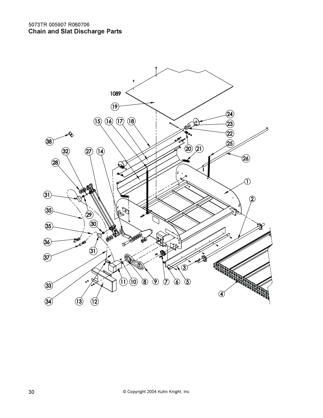 Kuhn Rikon 5085, 5073, 50100 instruction manual Chain and Slat Discharge Parts 