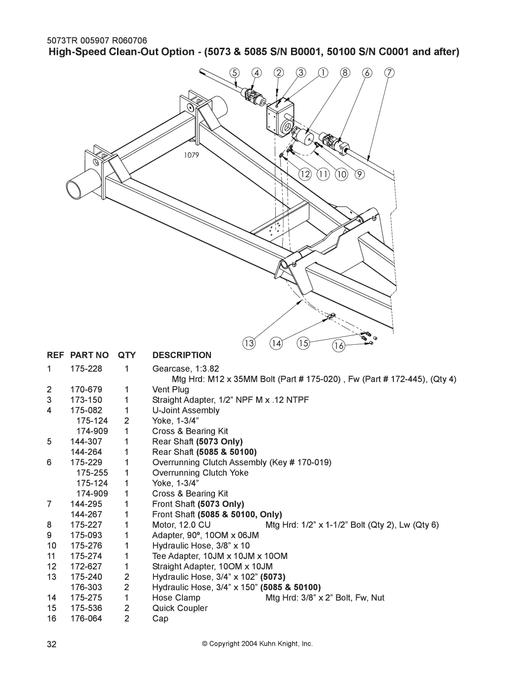 Kuhn Rikon 50100, 5073 instruction manual Rear Shaft 5085 