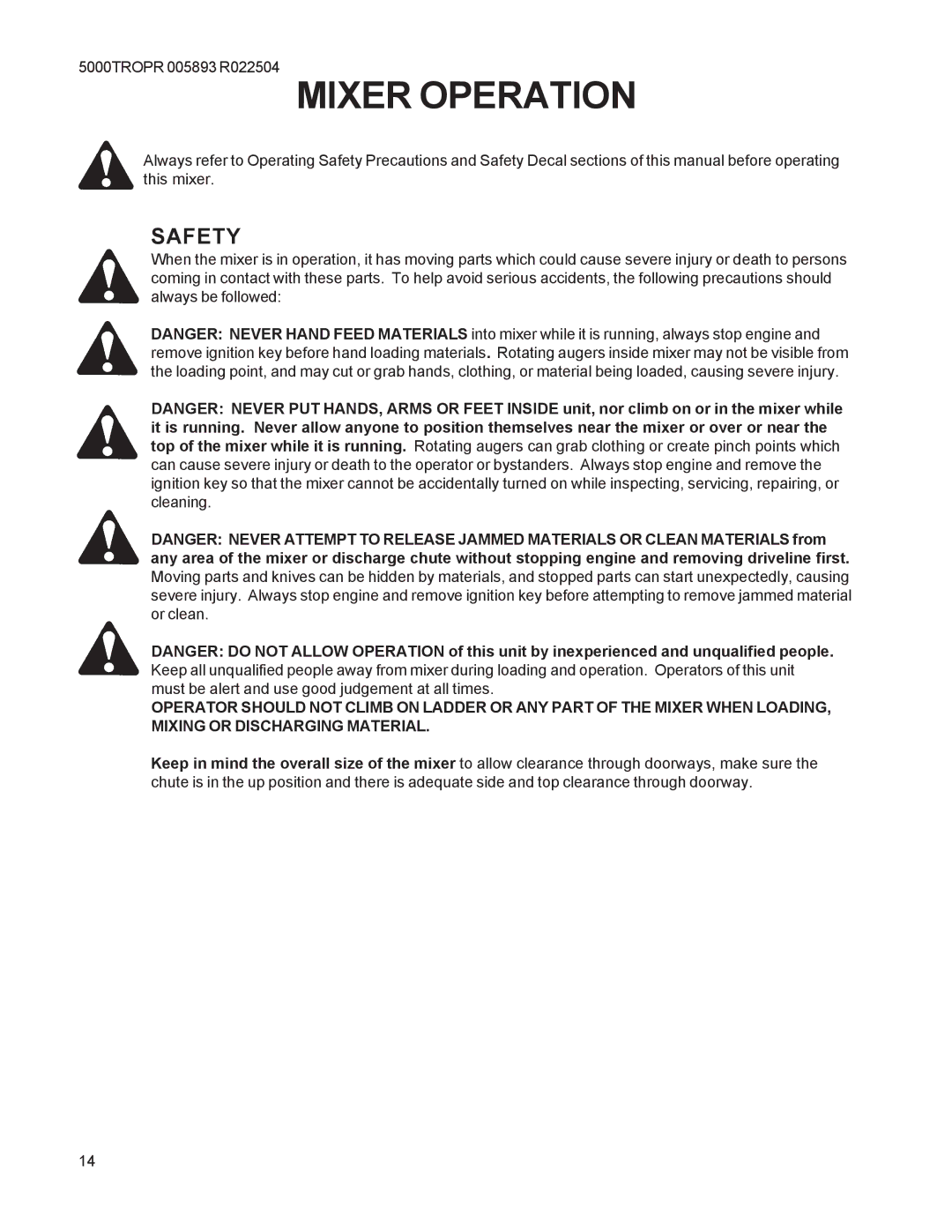 Kuhn Rikon Verti-Maxx Mixer, 5000 Series instruction manual Safety 