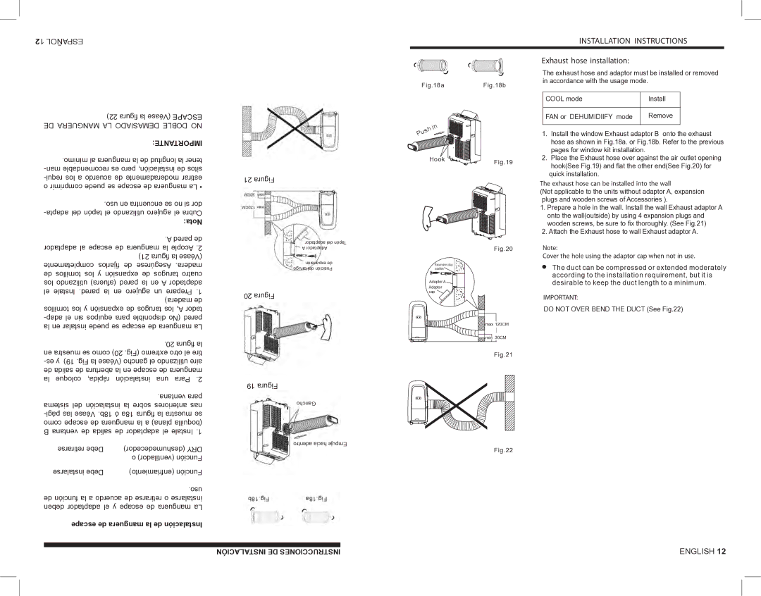 Kul KU32085 manual Exhaust hose installation, Exhaust hose can be installed into the wall 